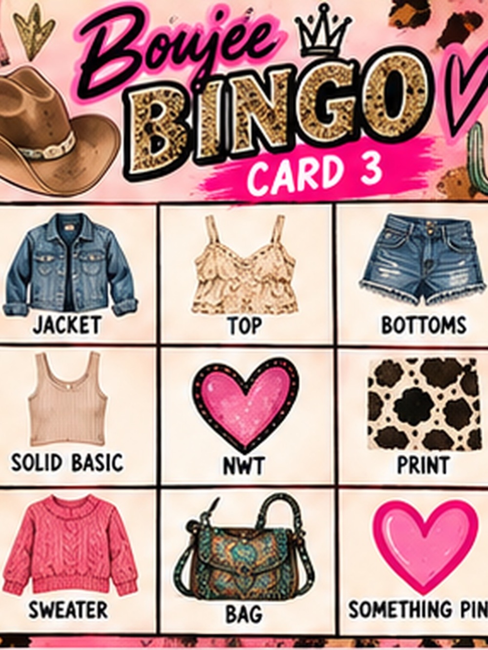 Boujee Bingo Game Card #3 | Posh Social Club